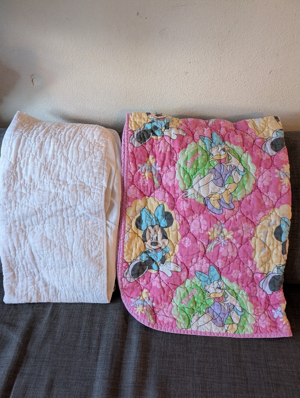 Disney Minnie Mouse Crib Quilt & Crib Mattress Protector!